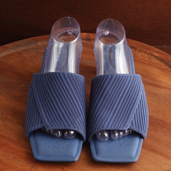 Vivaia Sandals Womens SZ EU 41.5 US 10 Blue Jade Pro Square Toe Block Heel Shoes - Picture 2 of 14